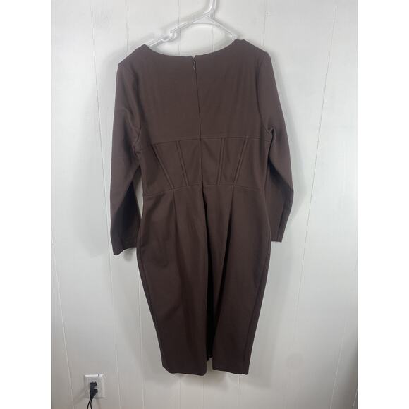 Lavish Alice Cowl Corset Ponte Midi Dress Chocolate Brown US Plus Size 16 Sexy - Picture 6 of 12